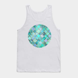 Cool Jade & Icy Mint Decorative Moroccan Tile Pattern Tank Top